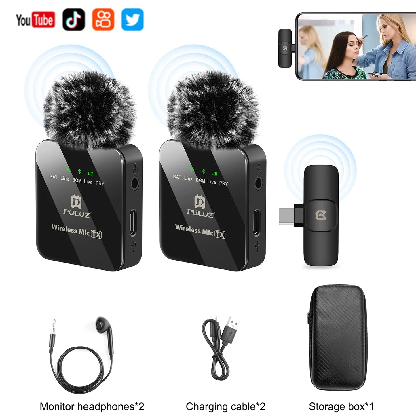 2.4G Wireless Lavalier Microphone Live Broadcast Gaming Microphone for Iphone Type-C Android Camera Audio Video Foryoutube